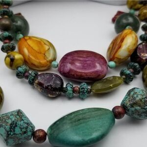 Run the river mixed gemstone necklace polished gloss jewelry